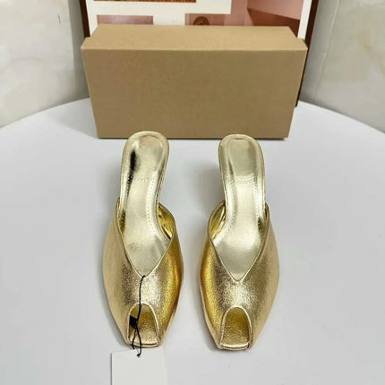 Sexy Gold High Heel Sandals for Woman Open Toe Slingback Stiletto Heels Party Shoes Wedding Evening Dress Sandals Ankle Strap PlatiNum