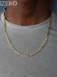 ALIZERO 18K Gold 4MM Figaro Chain Necklace For Women Men Fashion Hip Hop Punk Necklaces Jewelry Wholesale 40-75cm