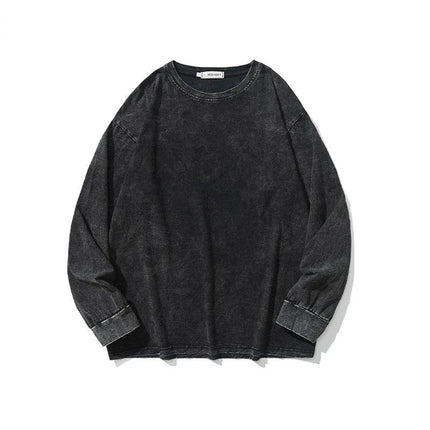 American Retro T Shirts Men Oversized T-shirt Women Loose Long Sleeve Shirt Vintage Hip Hop Y2K Style Men's Streetwear Plus Size PlatiNum