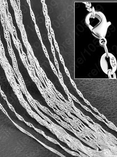 Genuine 925 Sterling Silver Water-wave Chains Necklace for Women Men 5Pcs 16-30 Inches 1.6MM Chain Jewelry Making Accessories