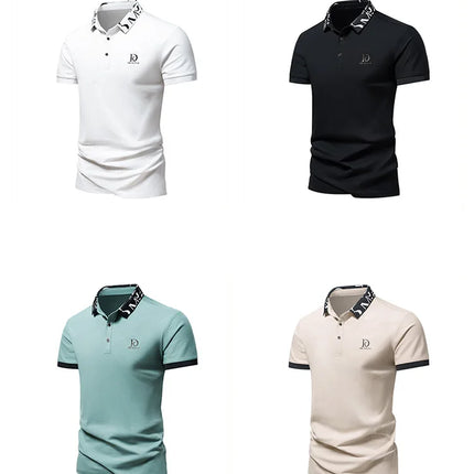 Men's fashionable summer POLO ice silk quick-drying T-shirt short-sleeved solid color loose fit business collar