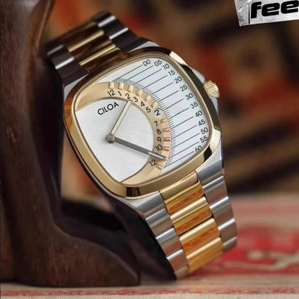 CILOA retro square watch men's light luxury gift 2025 new stainless steel strap gold waterproof men quartz watch brand authentic