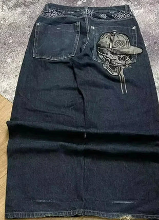 Jeans larghi ricamati modello Joker di tendenza della moda americana Donna Street Y2K Nuovi pantaloni a gamba larga oversize Hip Hop Jeans unisex