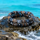 Set di braccialetti con perline in pietra naturale da uomo da 2 pezzi, gioielli da uomo in stile retrò fatto a mano all'aperto, regalo da uomo platinumshop