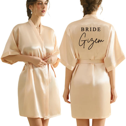 Testo personalizzato Logo accappatoio da sposa abito da sposa sposa damigella d'onore abiti da sposa donna addio al nubilato addio al nubilato