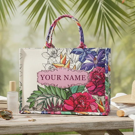 New 2026 Women's Personalized Tote Bag, Printed Canvas Handbag, Large Capacity Beach Bag