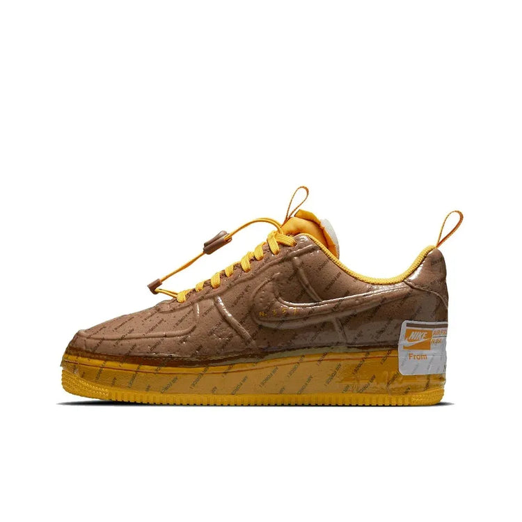 Nike Air Force 1 Skateboard Shoes Unisex Low Top Brown/Yellow CZ1528-200