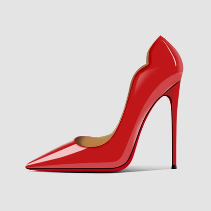 2024 Nuova Primavera/Estate 12 centimetri Bocca Ultra Superficiale Nero Rosso Fondo Tacchi Alti Tacchi Sottili delle Donne Sexy A Punta Grandi Singoli scarpe