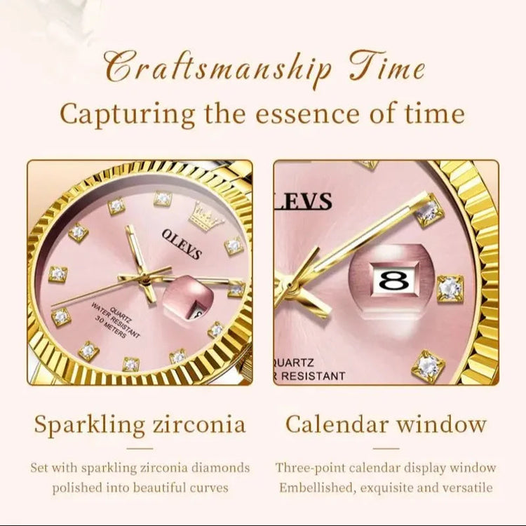 OLEVS Orologio da donna Nuovo orologio al quarzo 3705 Orologio da donna con data luminosa impermeabile in acciaio inossidabile Reloj platinumshop