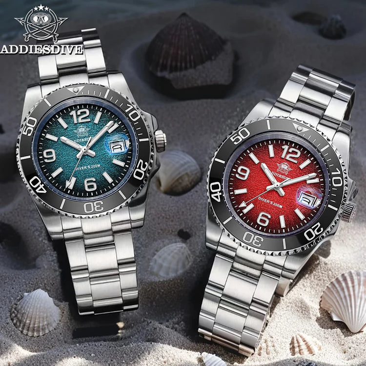 ADDIESDIVE Men Quartz Watch Japan 2115 BGW9 Luminous 200m Waterproof Diver Wristwatch 316L Stainless Steel Men's Watches New