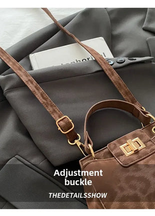 Elegante Mini Borsa a Tracolla con Manico Superiore, Chiusura Dorata, Versatile Borsa in Finta Pelle Scamosciata e Pelle per Uso Quotidiano Femminile