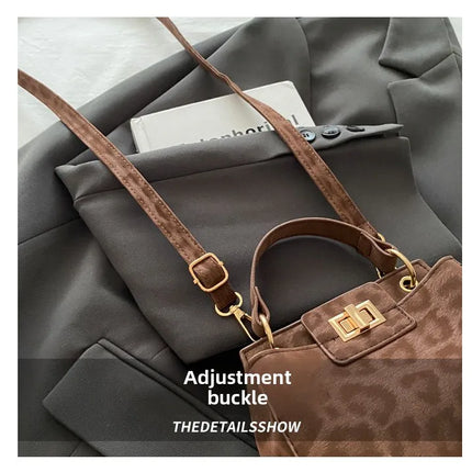 Elegante Mini Borsa a Tracolla con Manico Superiore, Chiusura Dorata, Versatile Borsa in Finta Pelle Scamosciata e Pelle per Uso Quotidiano Femminile