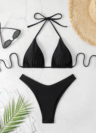 Costume da bagno bikini a perizoma da donna sexy, tinta unita bianco/nero/caffè, con laccetti, stile brasiliano, nuovo, in doppio tessuto, per la spiaggia platinumshop