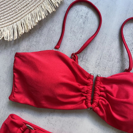 Bikini a Fascia Push-Up Donna 2024, Costume da Bagno Sexy Femminile, Set Bikini Brasiliano con Perizoma, Tinta Unita, Abbigliamento da Spiaggia platinumshop