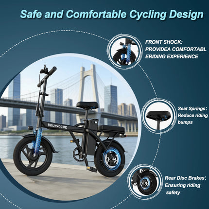 Bici Elettrica Pieghevole All-Terrain per Adulti, 500W, 35KM/H, Autonomia 65KM, Ruote 14 Pollici, per Pendolari Urbani, Disponibile in Magazzino UE