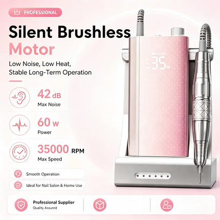 Brushless Nail Drill Professional Acrylic Gel Remover 35k RPM Nail Polish Machine Pedicure Polishing Tools