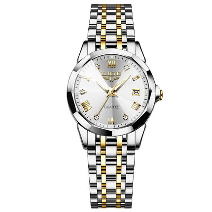 LIGE Orologio al Quarzo di Lusso per Donna, Elegante Bracciale Luminoso e Impermeabile, Regalo Ideale platinumshop