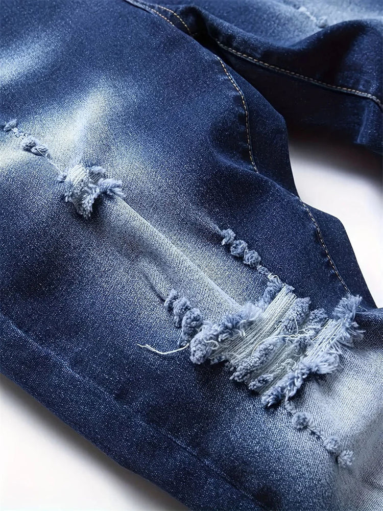 Riding Motorcycle Mens Pants Hip Hop Ripped Skinny Jeans Breathable Casual Fashion Blue Denim Trousers Streetwear Men Clothing PlatiNum