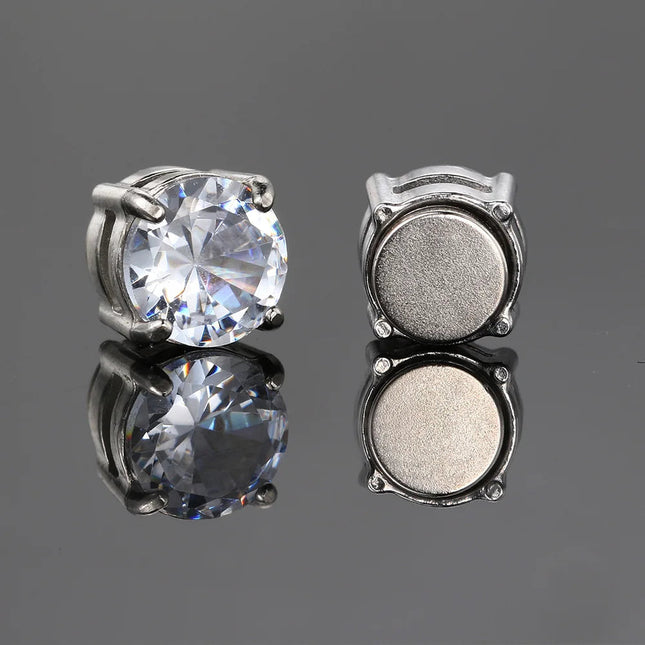 Orecchini finti Ice Out per uomo donna Forte magnete magnetico in acciaio inossidabile non penetrante Accessori per gioielli di moda Hip Hop Rock platinumshop