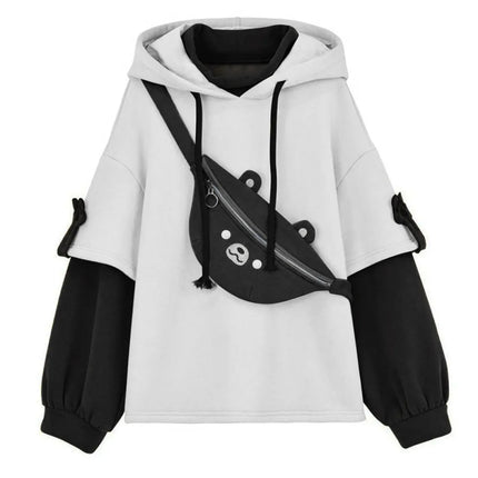 Y2K Clothes Cute bear backpack in spring and autumn  fashion Hoodie Women's winter Harajuku loose casual street clothes Japanese