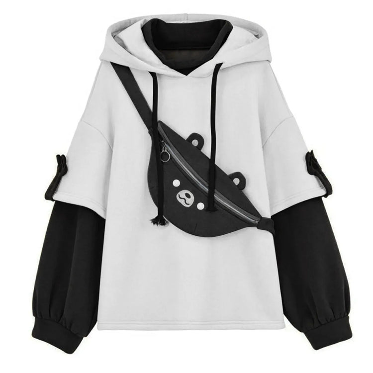 Y2K Clothes Cute bear backpack in spring and autumn  fashion Hoodie Women's winter Harajuku loose casual street clothes Japanese