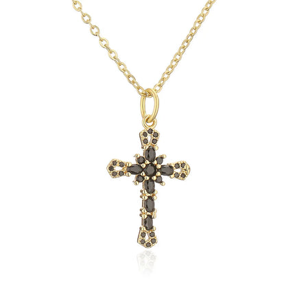 Fashion Female Cross Pendants Dropshipping Gold Color AAA CZ Stone Cross Pendant Necklace Jewelry For Men/Women Wholesale PlatiNum