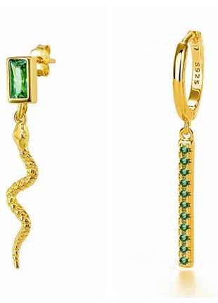 925 Sterling Silver Needle Green Zircon Gold Earrings Heart Hoop Earrings for Women Delicate Stud Earrings Luxury Jewelry Gifts PlatiNum