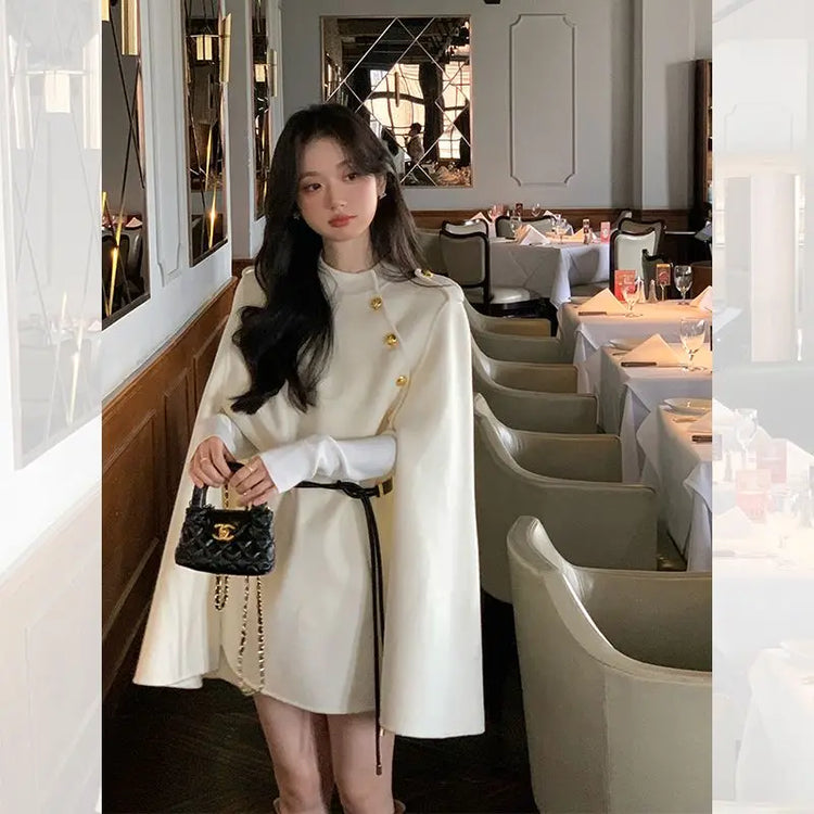 2026 New Style Women's Wool Coats Capes Autumn/Winter Princess Style Wool Cloak Woman