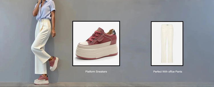 Fujin 9cm 3 inch comfortable platform sneakers for women Genuine Leather Women Vulcanized Shoes Platform High Heels Casual Shoes PlatiNum
