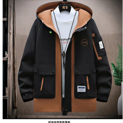 Windbreaker Regular Zipper Jacket 2023 Spring Men's Hooded Trend Printed Jacket Hip Hop Top Men's Low Price