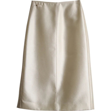 High-end Black and White Temperament Commuting Hip Skirt Looks Thin Medium Length Silk Wool Skirt 53% Wool 47% Mulberry Silk PlatiNum