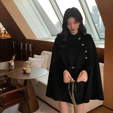 2026 New Style Women's Wool Coats Capes Autumn/Winter Princess Style Wool Cloak Woman