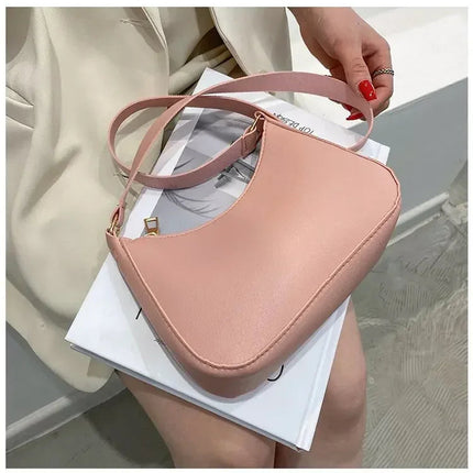 New Women's Fashion Handbags Retro Solid Color PU Leather Shoulder Underarm Bag Casual Women Hobos Handbags sac à main femme PlatiNum