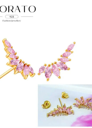 Lussuosa geometria 925 orecchio in argento sterling Ago rosa serie zircone orecchini a cerchio pendenti dolce moda regali di gioielli da sposa platinumshop