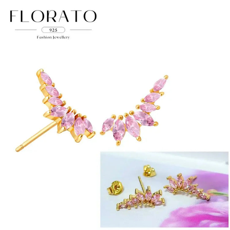 Lussuosa geometria 925 orecchio in argento sterling Ago rosa serie zircone orecchini a cerchio pendenti dolce moda regali di gioielli da sposa platinumshop