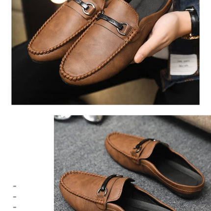 Mocassini Estivi da Uomo in Pelle Comodi e Leggeri, Scarpe Casual Morbide e Piatte, Ciabatte Quotidiane da Uomo
