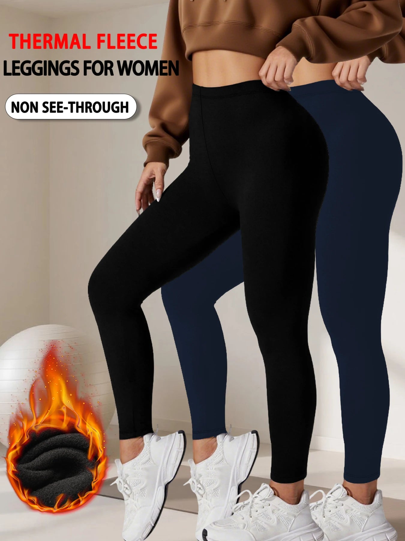 2 pcak Thermal running leggings with fleece interior for women Low Rise design provides warmth and comfort for winter workouts