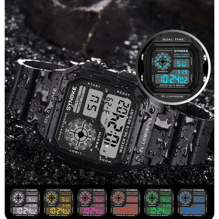 SYNOKE Digital Watches uomo sport luminoso multifunzione impermeabile orologio da polso da donna all'aperto e in esecuzione studente sette luci platinumshop