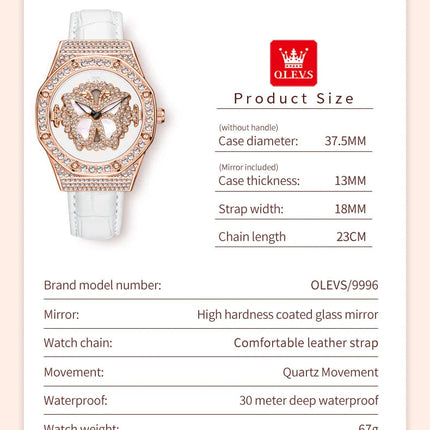 OLEVS 9996 Orologio Elegante di Lusso da Donna, Orologio al Quarzo Scheletrato, Impermeabile, con Quadrante Luminoso e Diamanti, Regalo Originale platinumshop