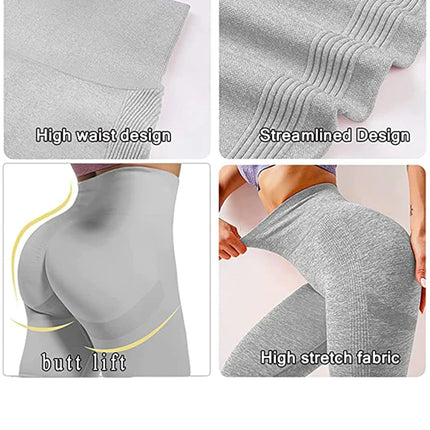 Leggings Sportivi Senza Cuciture da Donna a Vita Alta Push-Up Sexy Leggings da Palestra alla Moda Neri