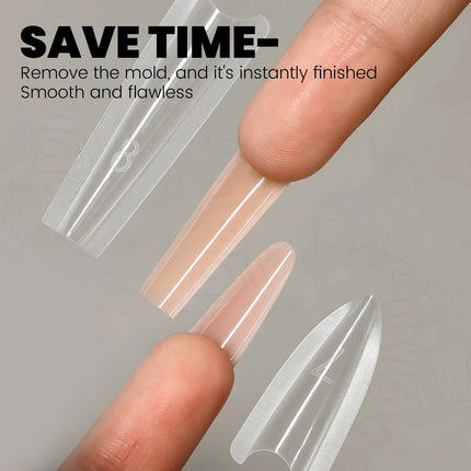 YOKEFELLOW Sandwich Dual Nail Forms 240pcs 15size Extensions-Dual Forms Coffin Almond Nail Forms Top Mold Bottom Mold Nail Extension Tools for Beginners