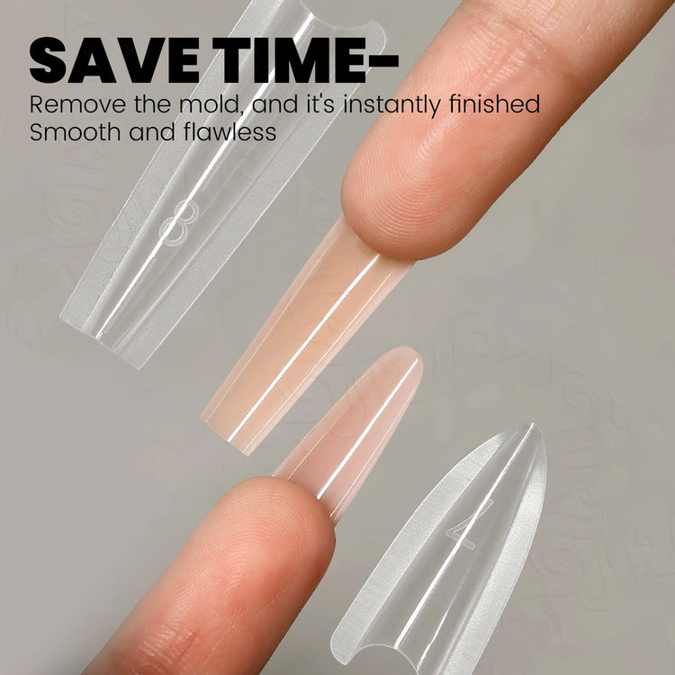 YOKEFELLOW Sandwich Dual Nail Forms 240pcs 15size Extensions-Dual Forms Coffin Almond Nail Forms Top Mold Bottom Mold Nail Extension Tools for Beginners