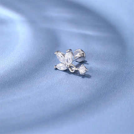 AIDE 1PC Sparkling Moissanite Piercing Stud Earrings 925 Sterling Silver Shining Circle Earring For Women Ear Bone Earring Jewel PlatiNum