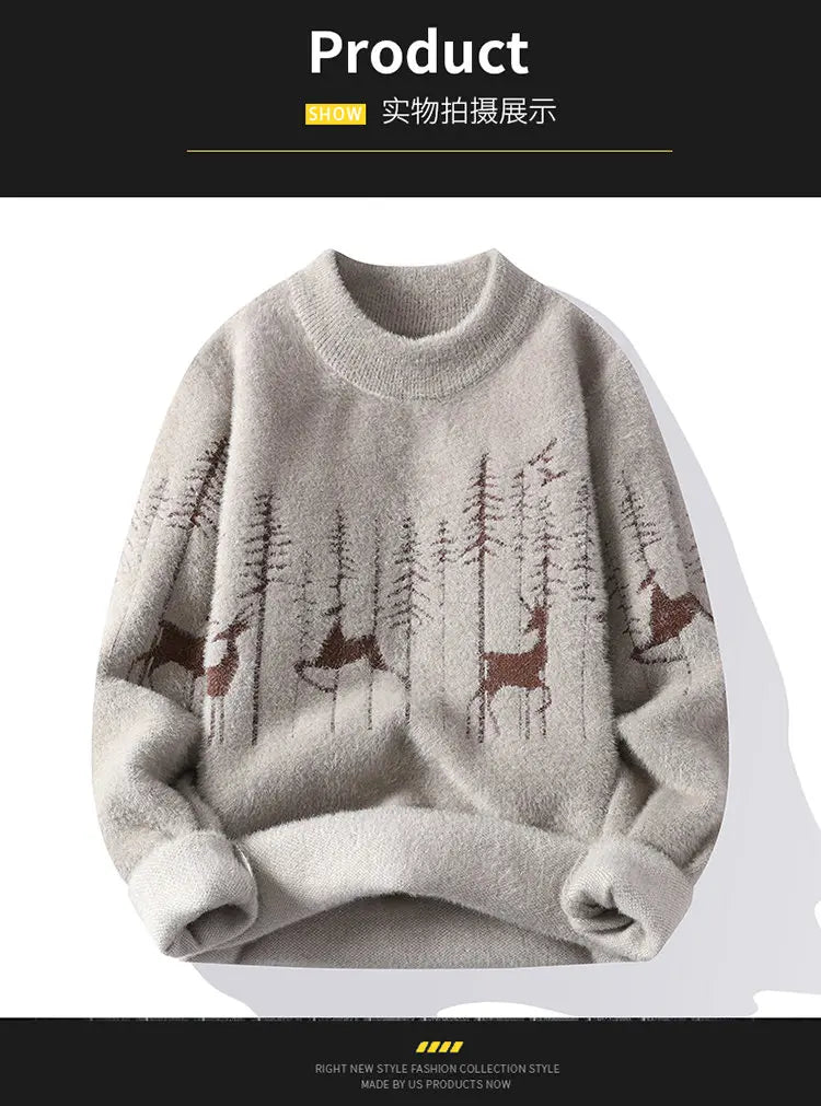 Winter new style Men's Sweater Long sleeve Letter Pattern Men Fashion Sweaters Thicken Warm Wool Pullovers Sweater