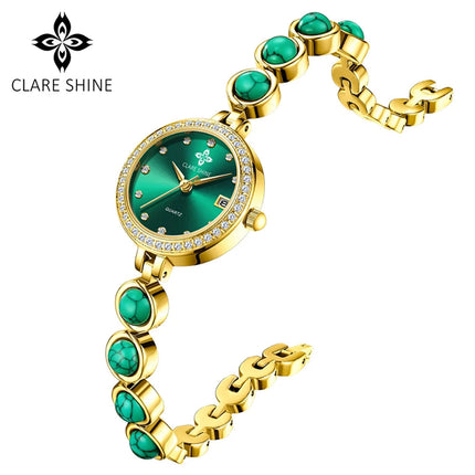 Orologio da donna CLARE SHINE Brand 7708, elegante orologio al quarzo di lusso, impermeabile, con datario, collezione Stellar Eyes. platinumshop