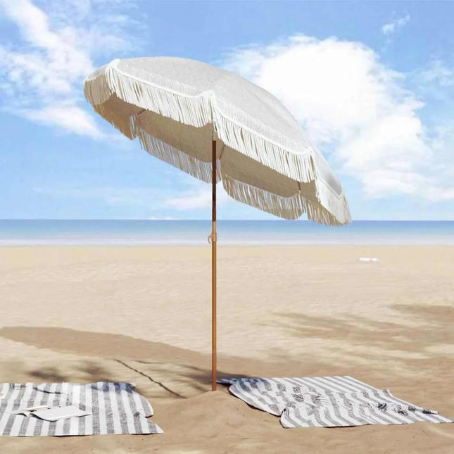 Tiltable Beach Umbrella 160x160cm in Polyester and Steel, Portable, Adjustable, Anti-UV for Garden and Terrace