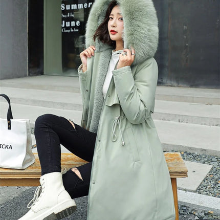 Winter Jacket 2026 New Women Parka Clothes Long Coat Wool Liner Hooded Jacket Fur Collar Thick Warm Snow Wear Padded Parka 6XL