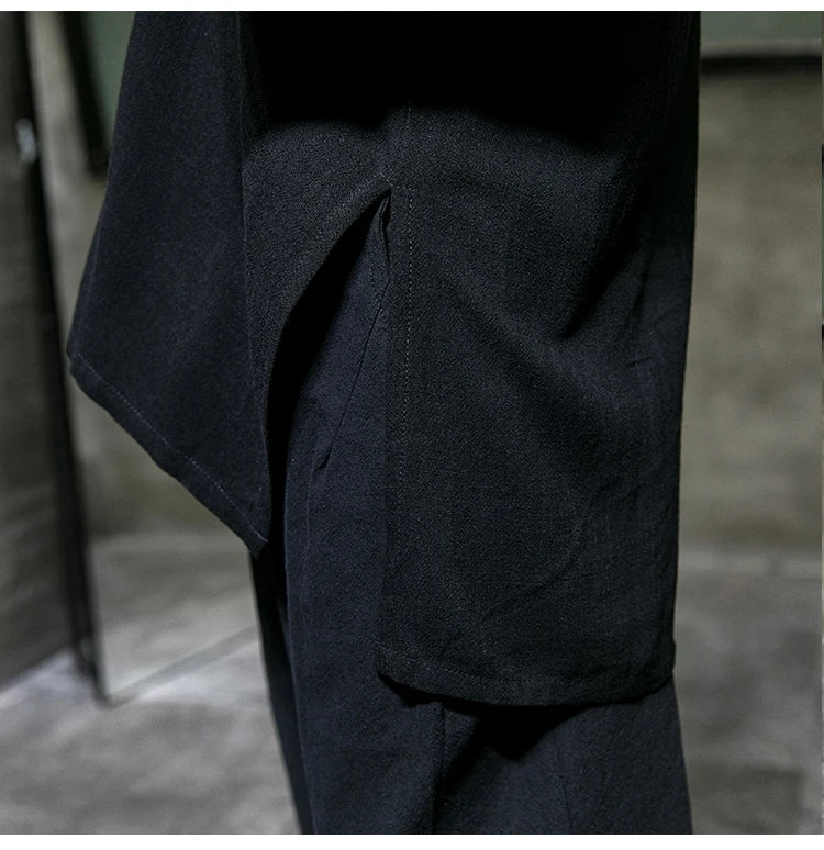 Trench da uomo ricamato in cotone Hanfu Lino Abito stile cinese Giacca cardigan Casual Kimono oversize 5XL Cappotto antico maschile