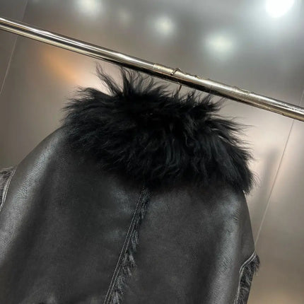 Winter Faux Lambskin Lapel Long-sleeved Inner Liner Thickened Fur One-piece Cotton-padded Jacket Street Fashion Warm Women Coat