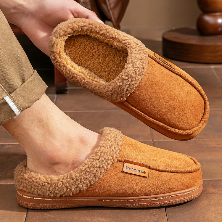 Winter Warm Men's Slippers TPR Sole Memory Foam Pad Antiskid Soft Comfortable Flat Bottom Men's Indoor Shoes